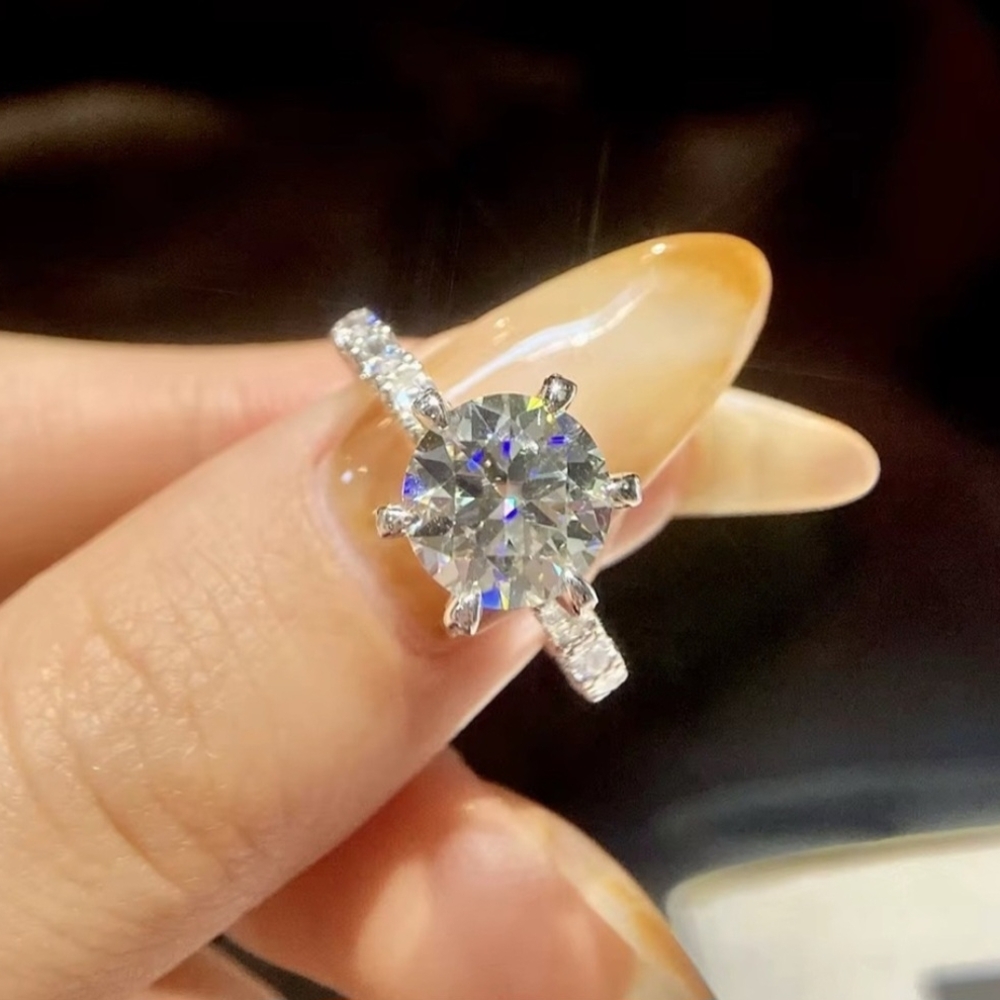 Diamond Moissanite Engagement Ring 3CTW NIB VVS1 Color D .925 Silver w/ GRA Cert - Picture 3 of 14